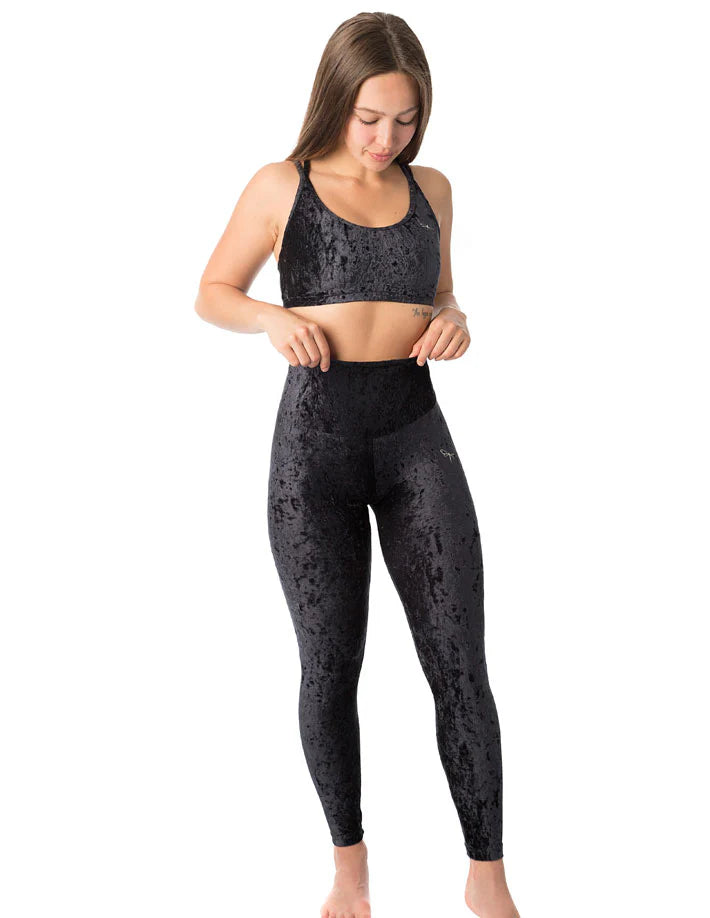 Velvet leggings Adele - Black velvet by Dragonfly