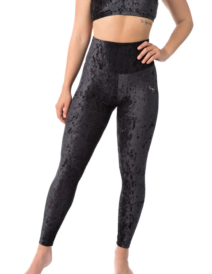 Velvet leggings Adele - Black velvet by Dragonfly