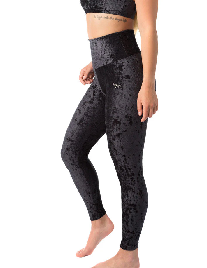 Velvet leggings Adele - Black velvet by Dragonfly