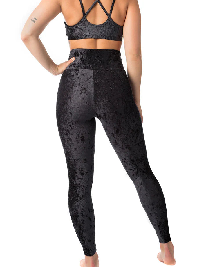 Velvet leggings Adele - Black velvet by Dragonfly